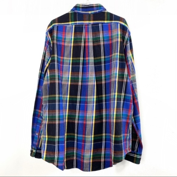 RALPH Lauren Vintage Custom Fit Plaid Flannel Shirt in Blue with Red - Picture 4 of 8